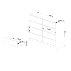 Garnero Arredamenti Cassettiera|Cassettiera-Cassettiera 160x100h cm moderna 8 cassetti bianco Living Bianco Opaco