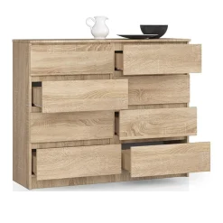 Garnero Arredamenti Cassettiera|Cassettiera-Cassettiera 120x100h cm moderna 8 cassetti Living Rovere