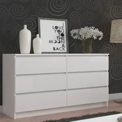 Garnero Arredamenti Cassettiera|Cassettiera-Cassettiera 160x77h cm moderna 6 cassetti bianco Living Bianco Opaco