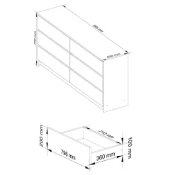 Garnero Arredamenti Cassettiera|Cassettiera-Cassettiera 160x77h cm moderna 6 cassetti bianco Living Bianco Opaco