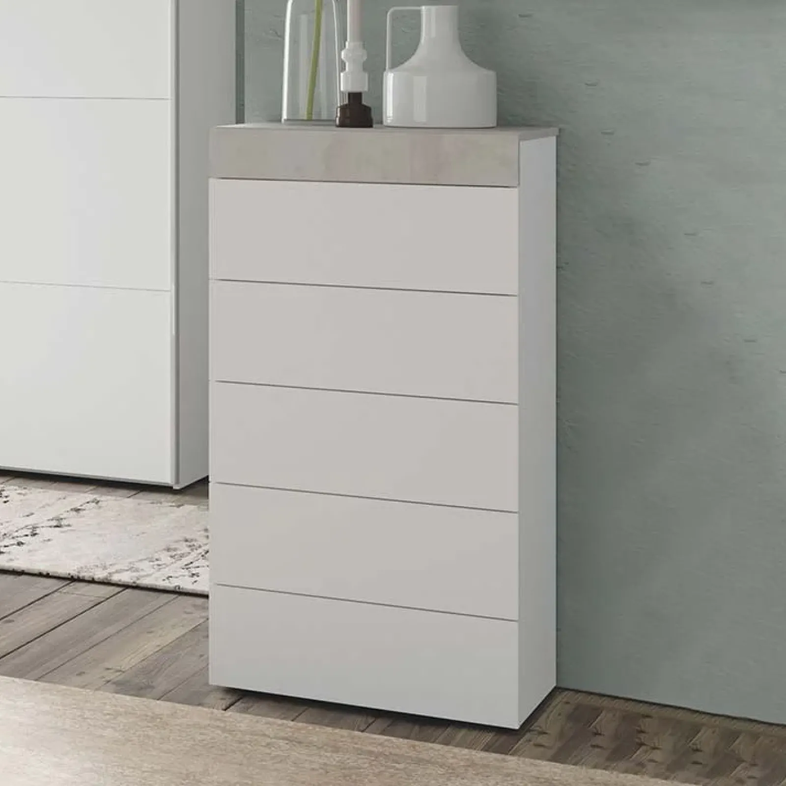Garnero Arredamenti Comò|Comò-Cassettiera 61x118h cm moderna bianco cemento Idra
