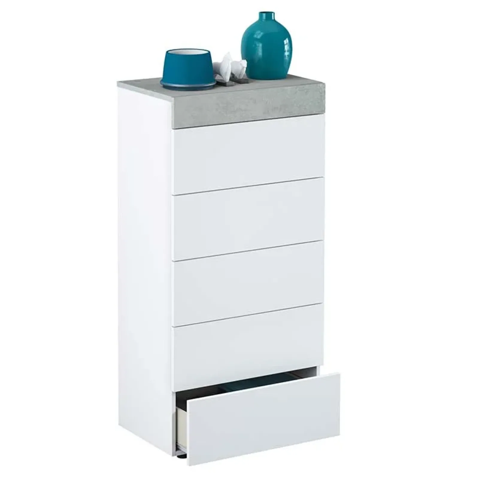 Garnero Arredamenti Comò|Comò-Cassettiera 61x118h cm moderna bianco cemento Idra