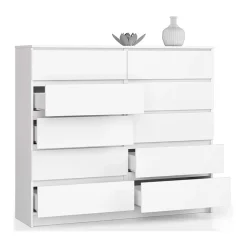 Garnero Arredamenti Cassettiera|Cassettiera-Cassettiera 140x120h cm moderna 10 cassetti bianco Living Bianco Opaco
