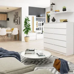 Garnero Arredamenti Cassettiera|Cassettiera-Cassettiera 140x120h cm moderna 10 cassetti bianco Living Bianco Opaco