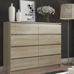 Garnero Arredamenti Cassettiera|Cassettiera-Cassettiera 140x100h cm moderna 8 cassetti Living Rovere