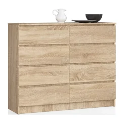 Garnero Arredamenti Cassettiera|Cassettiera-Cassettiera 140x100h cm moderna 8 cassetti Living Rovere