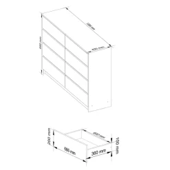 Garnero Arredamenti Cassettiera|Cassettiera-Cassettiera 140x100h cm moderna 8 cassetti Living Rovere