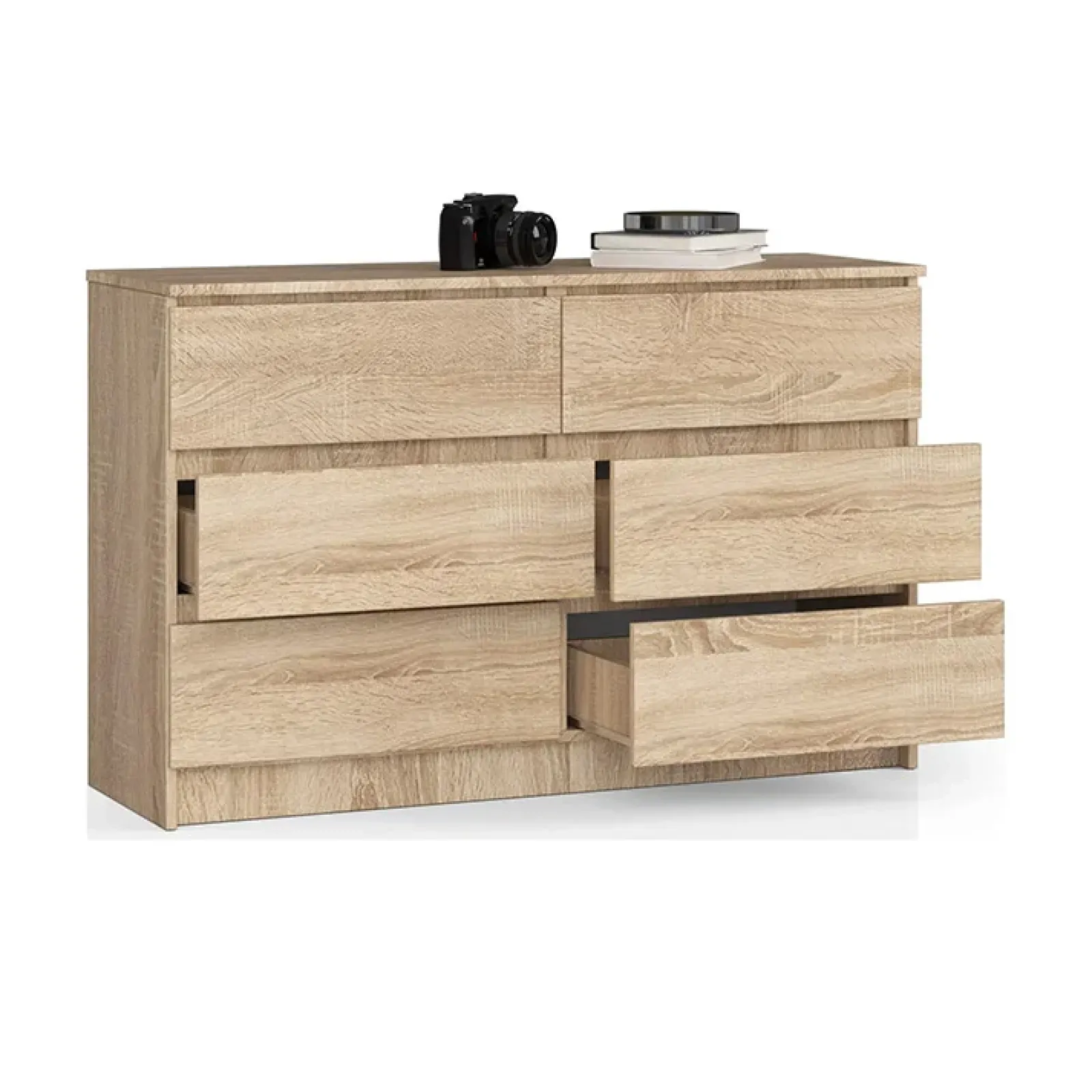 Garnero Arredamenti Cassettiera|Cassettiera-Cassettiera 140x77h cm moderna 6 cassetti Living Rovere