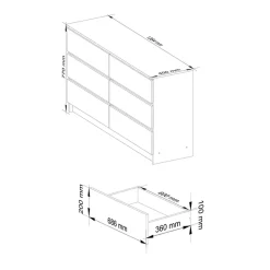 Garnero Arredamenti Cassettiera|Cassettiera-Cassettiera 140x77h cm moderna 6 cassetti Living Rovere