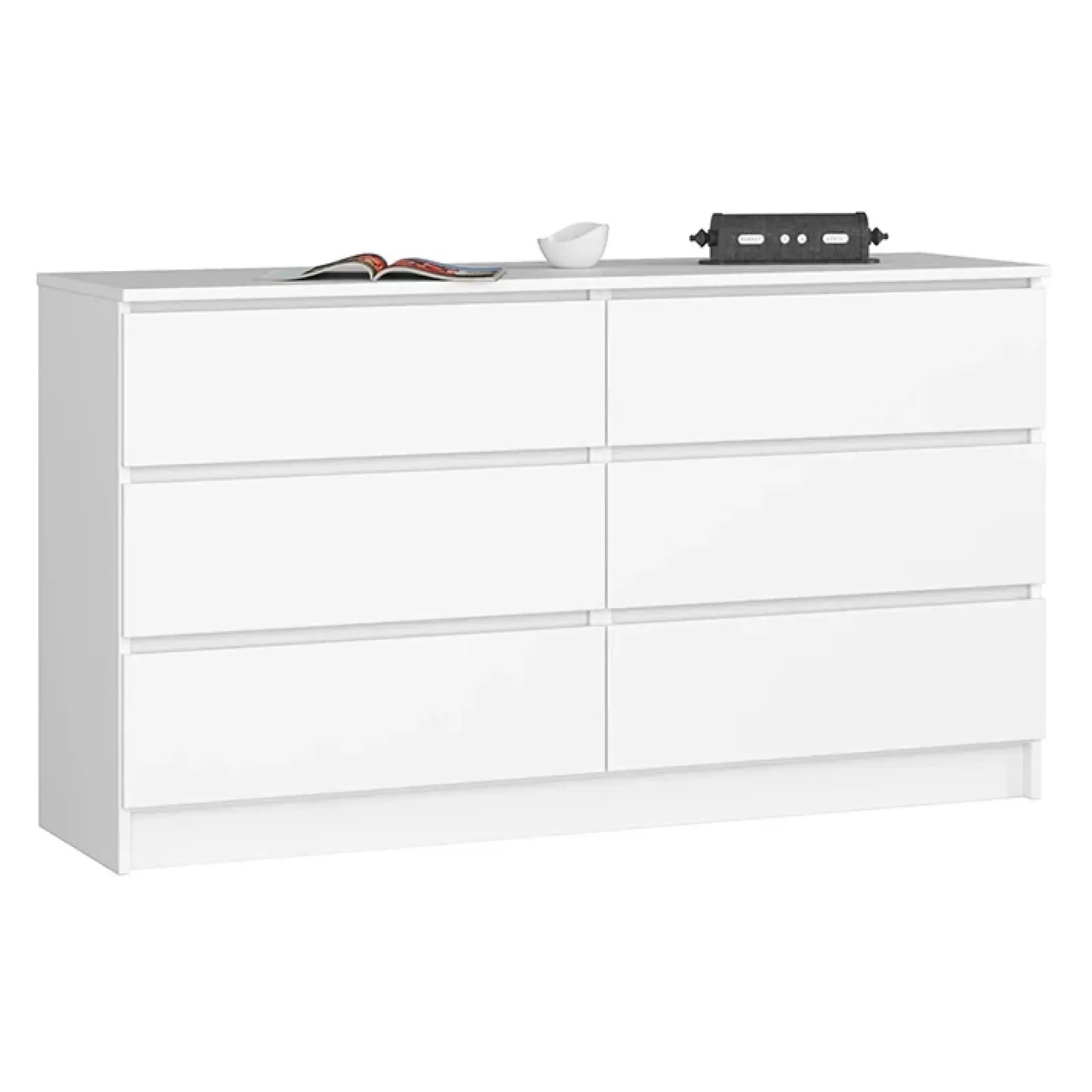 Garnero Arredamenti Cassettiera|Cassettiera-Cassettiera 140x77h cm moderna 6 cassetti bianco Living Bianco Opaco