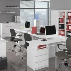 Garnero Arredamenti Cassettiera|Cassettiera-Cassettiera 140x77h cm moderna 6 cassetti bianco Living Bianco Opaco