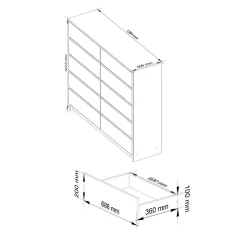 Garnero Arredamenti Cassettiera|Cassettiera-Cassettiera 140x120h cm moderna 10 cassetti Living Rovere