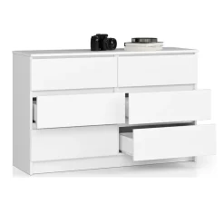 Garnero Arredamenti Cassettiera|Cassettiera-Cassettiera 120x77h cm moderna 6 cassetti bianco Living Bianco Opaco