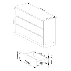 Garnero Arredamenti Cassettiera|Cassettiera-Cassettiera 120x77h cm moderna 6 cassetti bianco Living Bianco Opaco