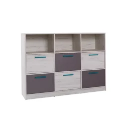 Garnero Arredamenti Comò Cameretta|Comò-Cassettiera 145x108h cm per cameretta bianco pino grigio blu Maya Gihome®