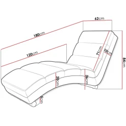 Garnero Arredamenti Chaise Longue-Chaise longue design 180cm imbottita in tessuto nero Marty Tessuto Ecopelle e Lawa Nero