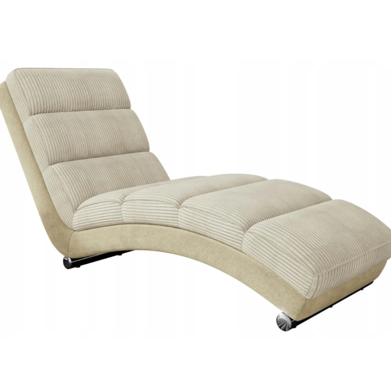 Garnero Arredamenti Chaise Longue|Poltrone Relax-Chaise longue imbottita in velluto a coste 180cm beige Marty Velluto Poso Beige