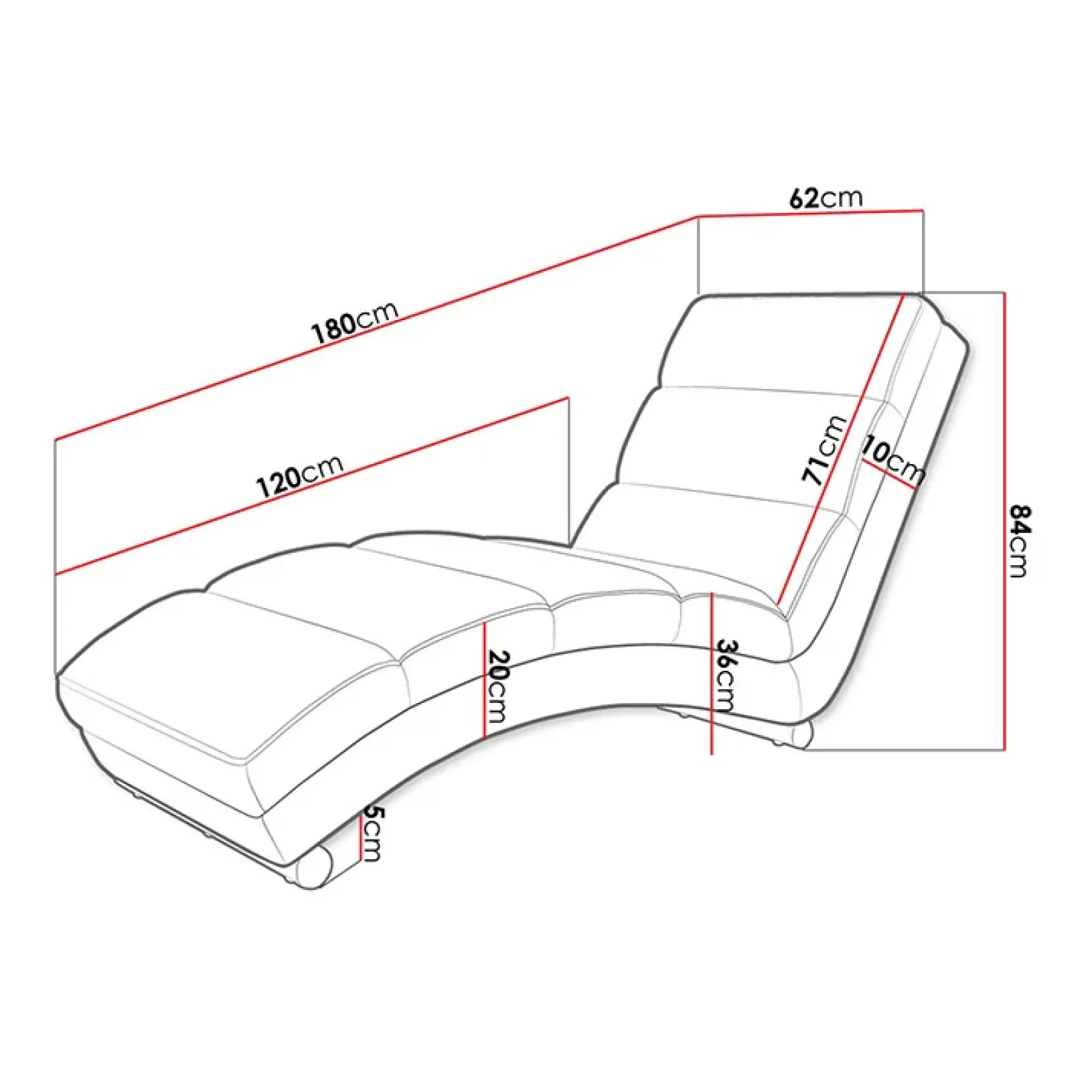 Garnero Arredamenti Chaise Longue|Poltrone Relax-Chaise longue imbottita in velluto a coste 180cm beige Marty Velluto Poso Beige