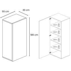 Garnero Arredamenti Mensole E Pensili|Mobili Multiuso-Colonna a terra 55x186h cm 1 anta reversibile chiaro Sunset Rovere