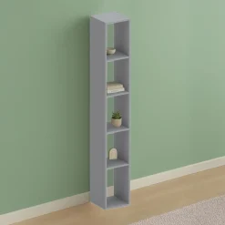 Garnero Arredamenti Mensole E Pensili-Colonna a terra 28x186h cm con 5 vani moderna soggiorno grigio scuro Alchimia