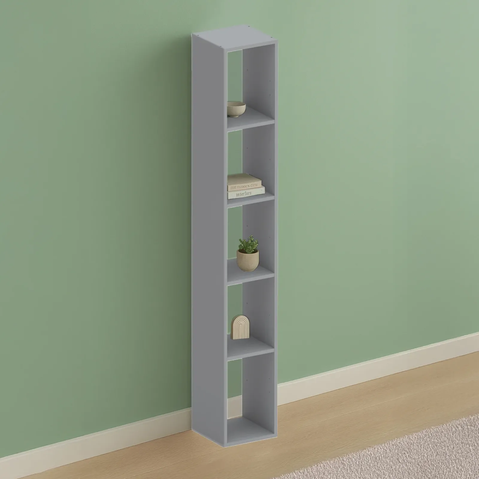 Garnero Arredamenti Mensole E Pensili-Colonna a terra 28x186h cm con 5 vani moderna soggiorno grigio scuro Alchimia