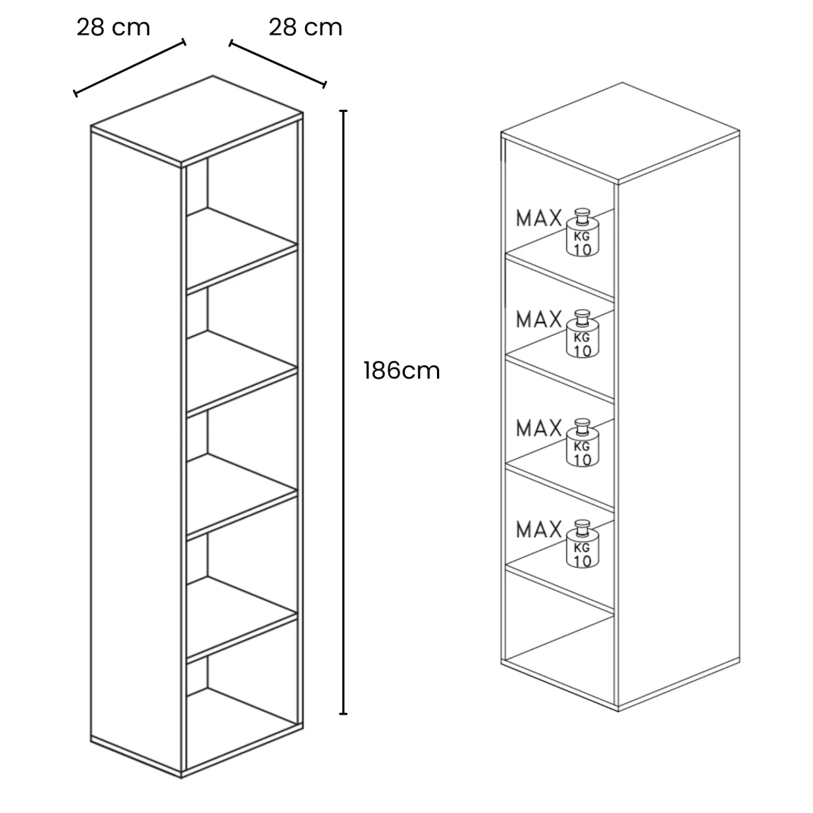 Garnero Arredamenti Mensole E Pensili-Colonna a terra 28x186h cm con 5 vani moderna soggiorno grigio scuro Alchimia