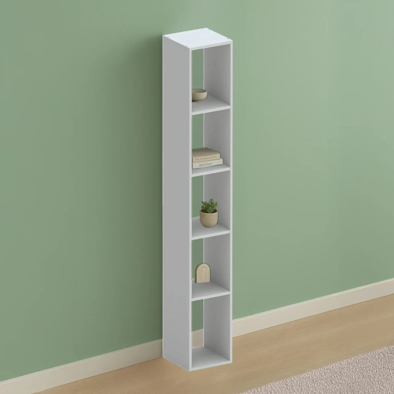 Garnero Arredamenti Mensole E Pensili-Colonna a terra 28x186h cm con 5 vani moderna soggiorno grigio chiaro Alchimia