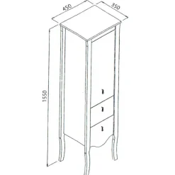 Garnero Arredamenti Colonne Per Bagno-Colonna bagno classica 45x157h cm 2 cassetti bianca Brigit