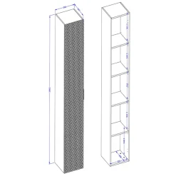 Garnero Arredamenti Colonne Per Bagno-Colonna bagno sospesa 35x186h cm 1 anta nero frontale decorato Konny Nero Lucido - Nero opaco