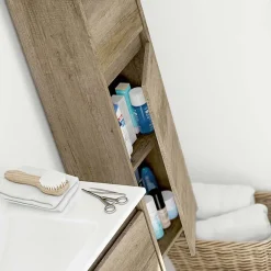 Garnero Arredamenti Colonne Per Bagno-Colonna bagno sospesa 30x140h cm moderna rovere chiaro Eveline