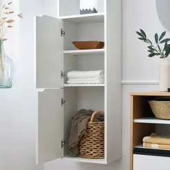 Garnero Arredamenti Colonne Per Bagno-Colonna bagno sospesa 37x150h cm 2 ante 2 vani bianco Jasmund - Crown Bianco Opaco