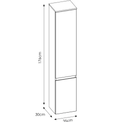 Garnero Arredamenti Colonne Per Bagno-Colonna bagno sospesa 35x176h cm 2 ante bianco rovere Dual