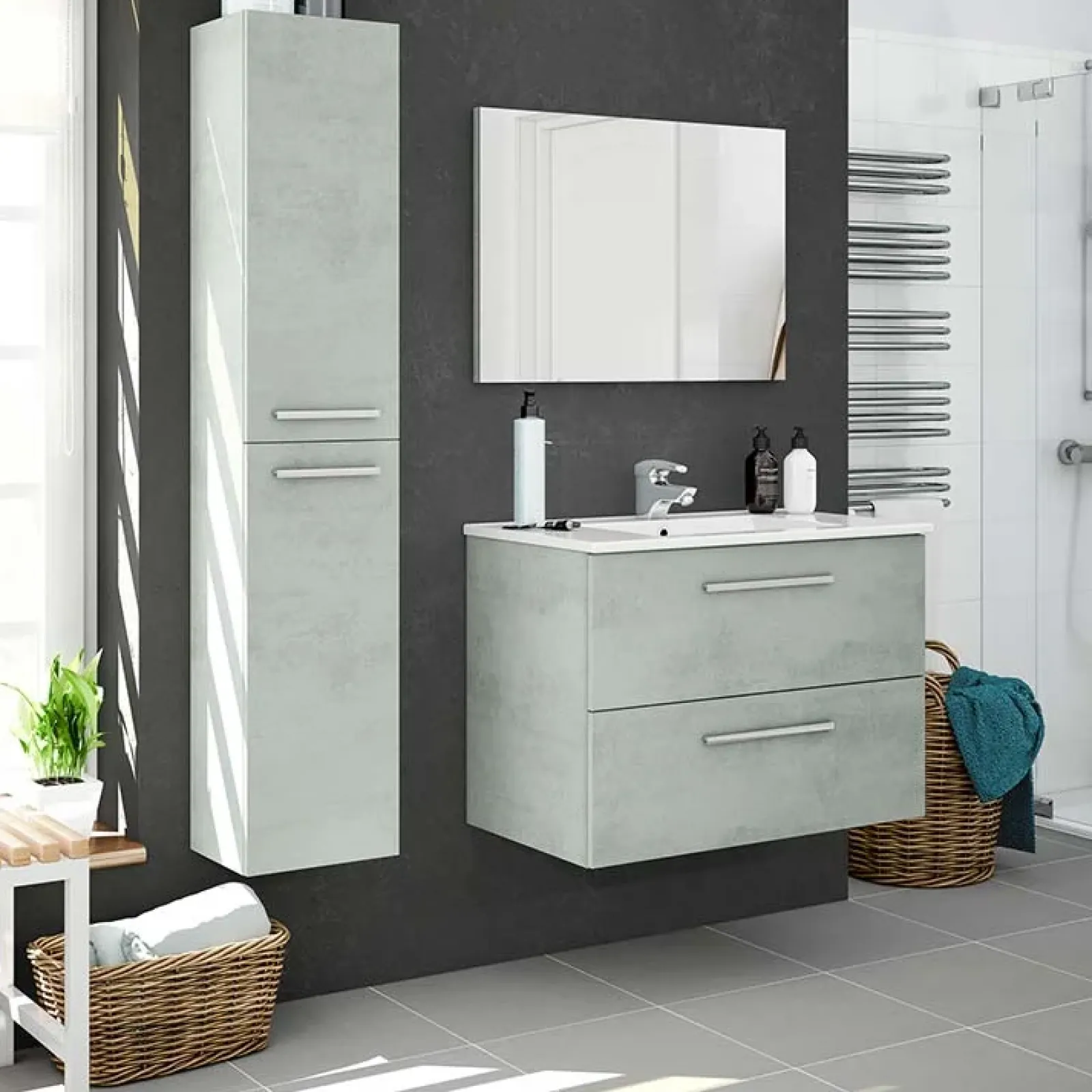 Garnero Arredamenti Colonne Per Bagno-Colonna bagno sospesa 30x150h cm cemento Oscar