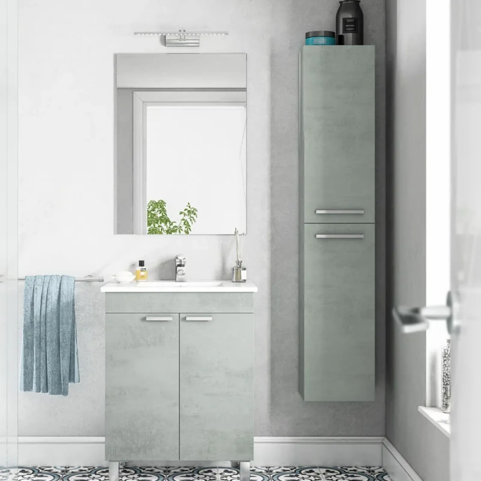 Garnero Arredamenti Colonne Per Bagno-Colonna bagno sospesa 30x150h cm cemento Oscar