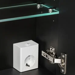 Garnero Arredamenti Colonne Per Bagno-Colonna bagno sospesa 35x160h cm 1 anta 2 cassetti Serif Nero