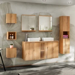 Garnero Arredamenti Colonne Per Bagno-Colonna bagno sospesa 30x140h cm 2 ante rovere Rovery