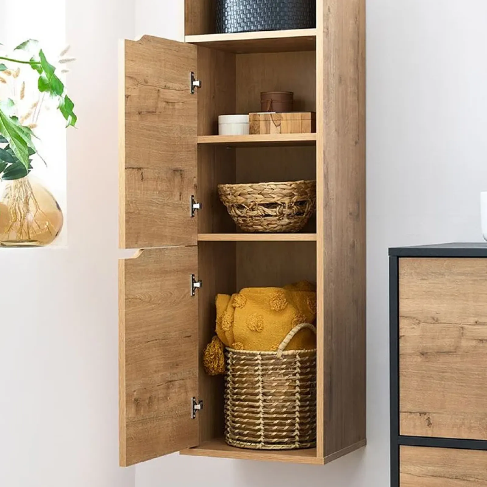 Garnero Arredamenti Colonne Per Bagno-Colonna bagno sospesa 37x150h cm 2 ante 2 vani Jasmund - Crown Rovere