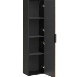 Garnero Arredamenti Colonne Per Bagno-Colonna bagno sospesa 35x140h cm cannettato 1 anta quercia antracite Limpid