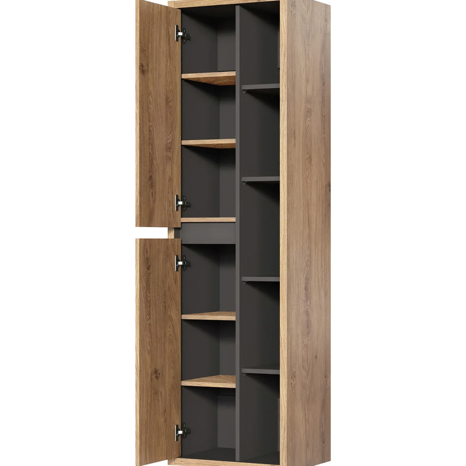 Garnero Arredamenti Colonne Per Bagno-Colonna bagno sospesa 50x170h cm 2 ante rovere antracite Veny