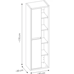 Garnero Arredamenti Colonne Per Bagno-Colonna bagno sospesa 50x170h cm 2 ante rovere antracite Veny
