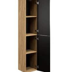 Garnero Arredamenti Colonne Per Bagno-Colonna bagno sospesa 35x170h cm 2 ante nero rovere Swim Nero - Rovere