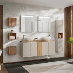 Garnero Arredamenti Colonne Per Bagno-Colonna bagno sospesa 30x140h cm 1 anta beige cashmere Neutry