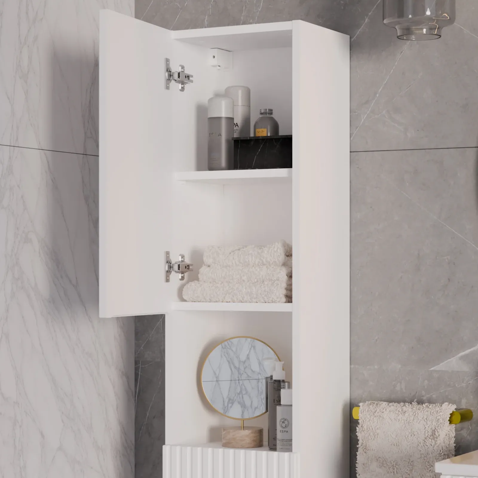 Garnero Arredamenti Colonne Per Bagno-Colonna bagno sospesa 30x140h cm cannettato 2 ante bianco Cleany Bianco Opaco