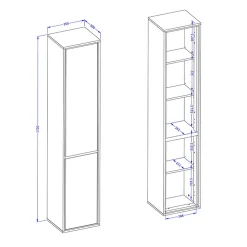 Garnero Arredamenti Colonne Per Bagno-Colonna bagno sospesa 35x172h cm 2 ante nero Linda Bianco Lucido