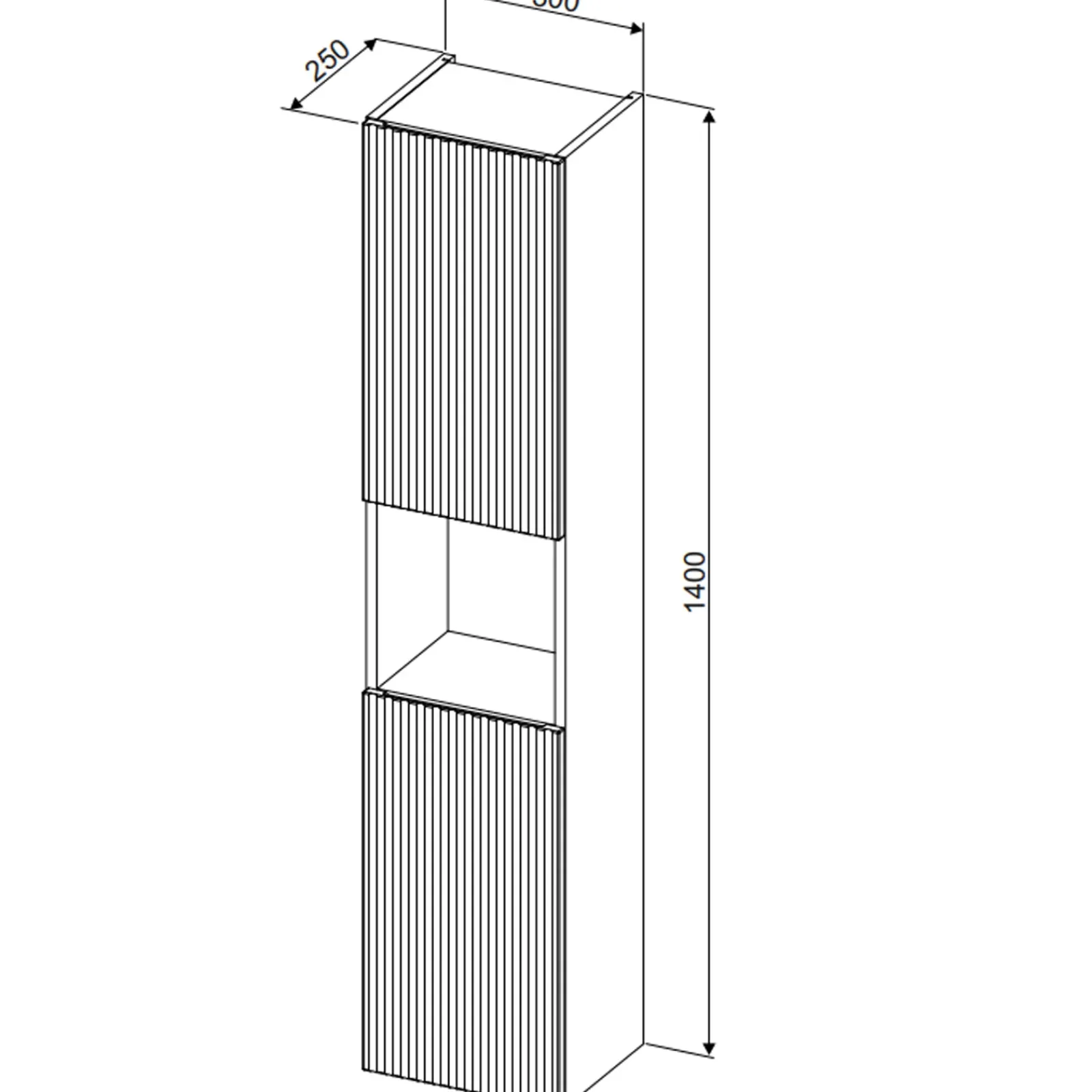 Garnero Arredamenti Colonne Per Bagno-Colonna bagno sospesa 30x140h cm cannettato 2 ante verde salvia Greeny