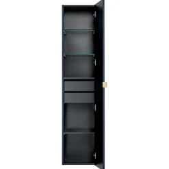 Garnero Arredamenti Colonne Per Bagno-Colonna bagno sospesa 35x160h cm 1 anta 2 cassetti cannettato blu Deep