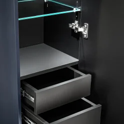 Garnero Arredamenti Colonne Per Bagno-Colonna bagno sospesa 35x160h cm 1 anta 2 cassetti cannettato blu Deep
