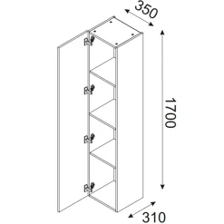 Garnero Arredamenti Colonne Per Bagno-Colonna bagno sospesa 35x170h cm 1 anta beige rovere Swim Beige - Rovere