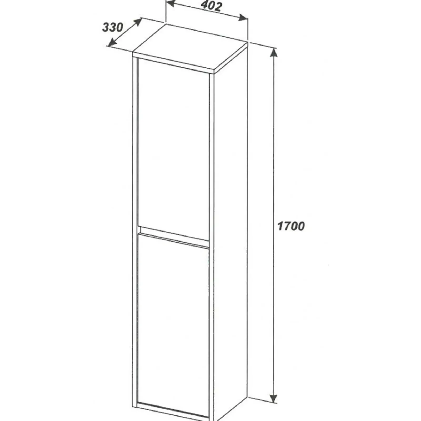 Garnero Arredamenti Colonne Per Bagno-Colonna bagno sospesa 40x170h cm 2 ante rovere antracite Stony