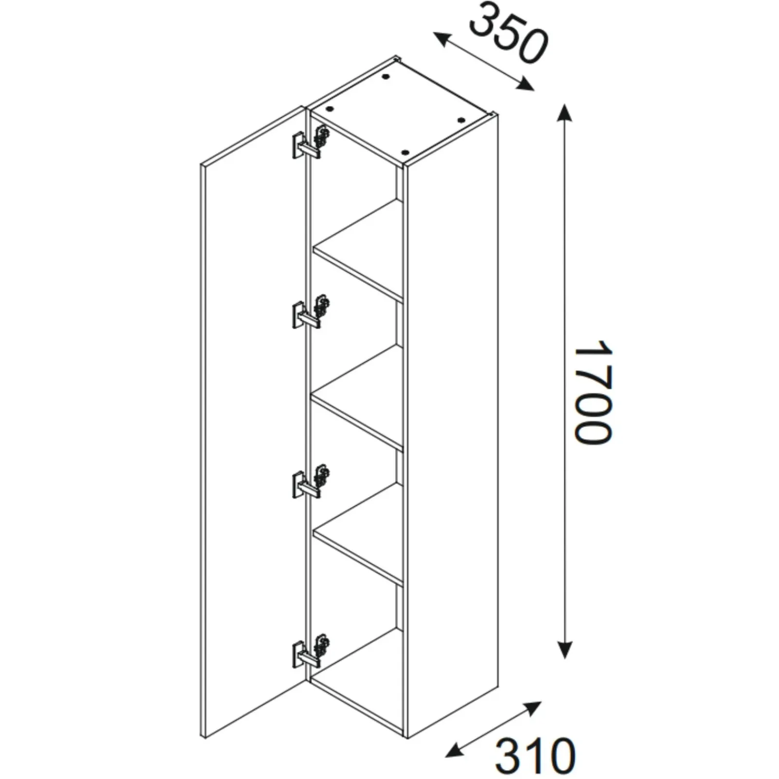Garnero Arredamenti Colonne Per Bagno-Colonna bagno sospesa 35x170h cm 1 anta nero rovere Swim Nero - Rovere